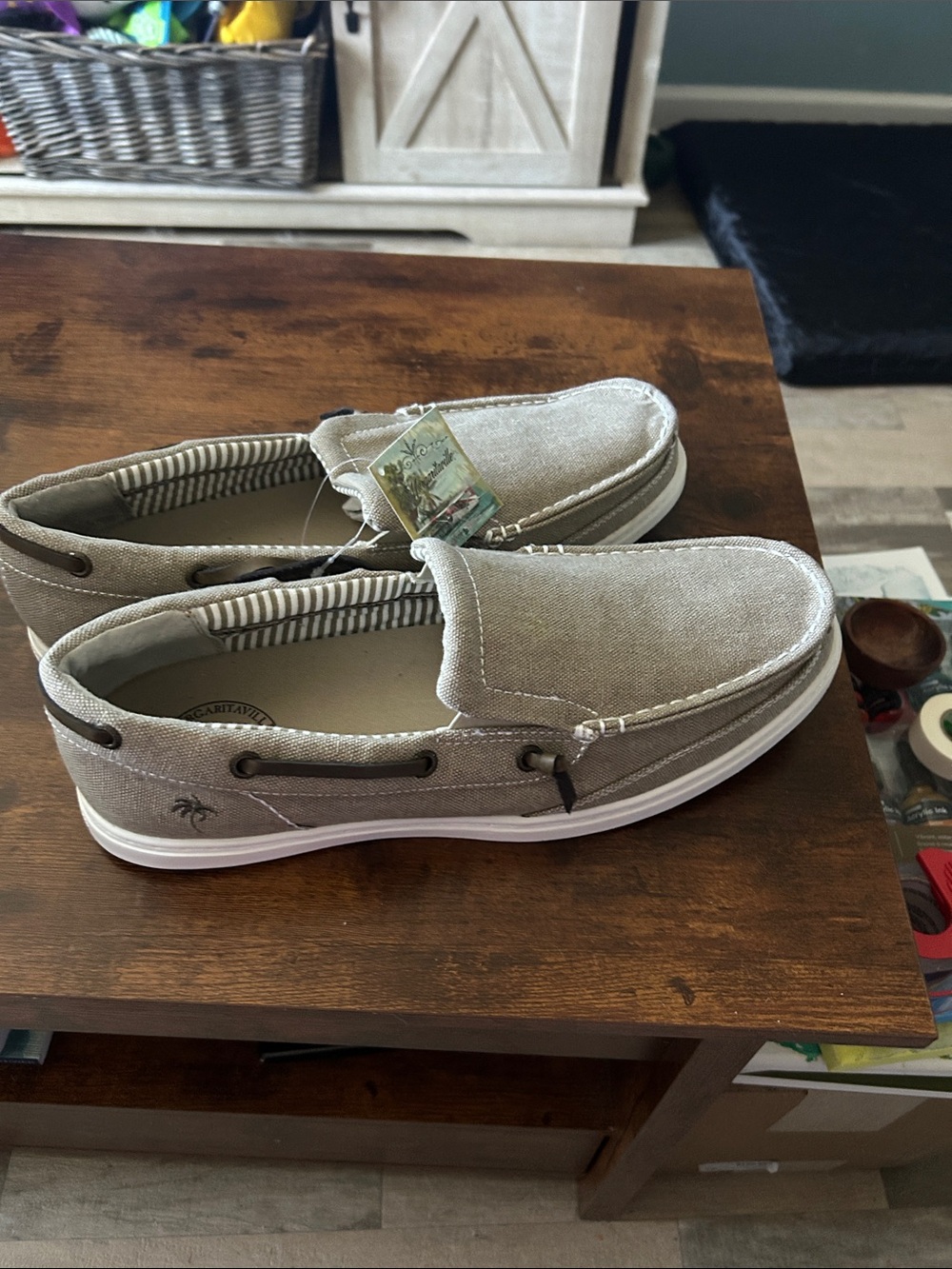 Margaritaville Dock Chambray Slip On Canvas Boat Shoe Men's Boat Shoe
